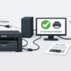 Подключение принтера Canon MF3010 к компьютеру через USB и сетевой кабель.